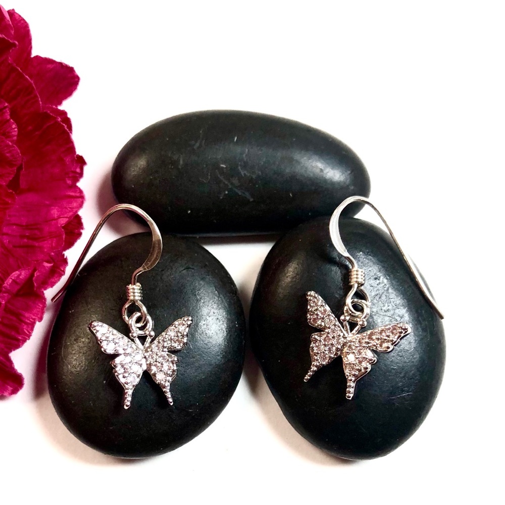 Butterfly Earrings, Dragonfly, Flower, Minimalist - Picture 6 of 10